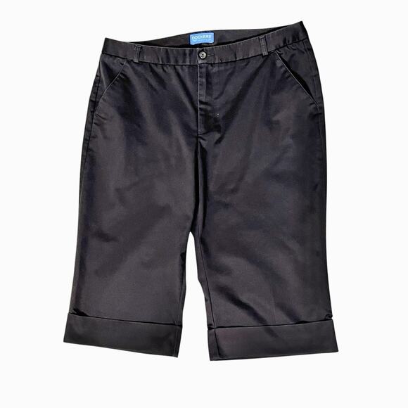 Dockers Pants Womens 14 Capri Black Mid Rise Cuffs Side Pockets Casual - Picture 1 of 8